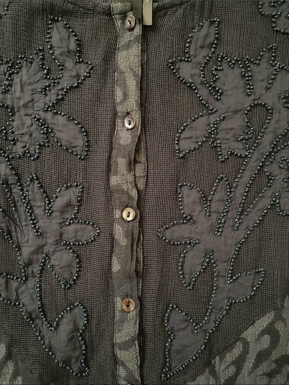 Anthropologie Women’s Navy Lace Embroidered Ruffle Hem Blouse - Picture 4 of 8